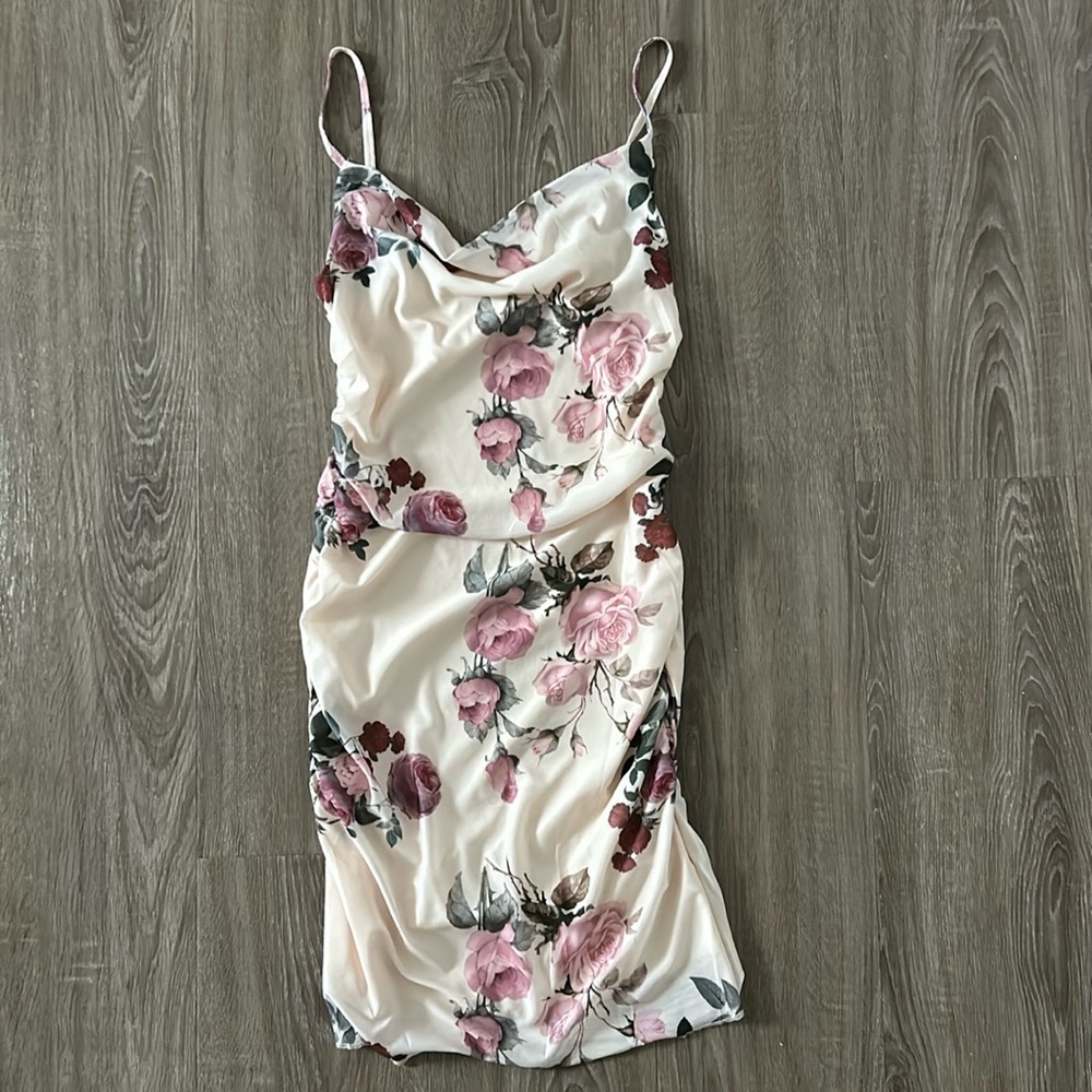 NWOT Cream and pink floral dress